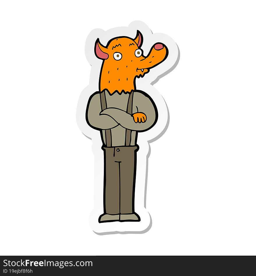 sticker of a cartoon man with fox head