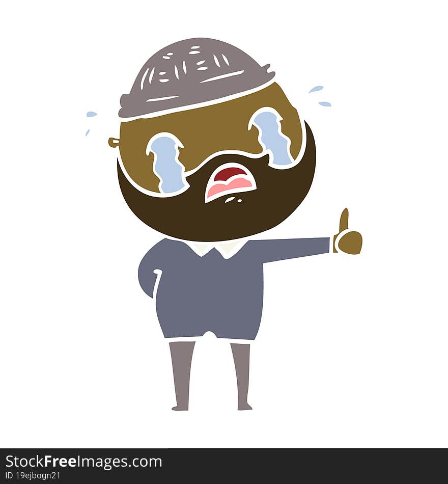 flat color style cartoon bearded man crying