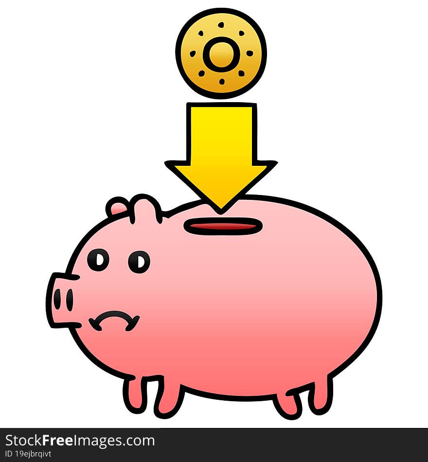 Gradient Shaded Cartoon Piggy Bank