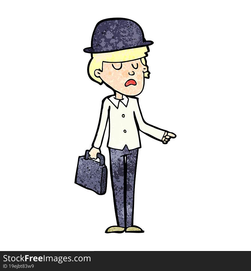 Cartoon Man In Bolwer Hat