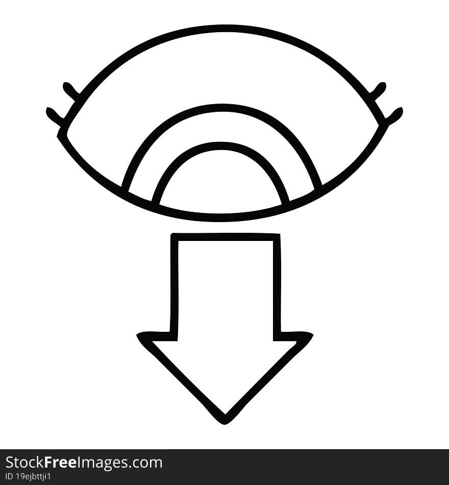 line drawing cartoon of a eye pointing down