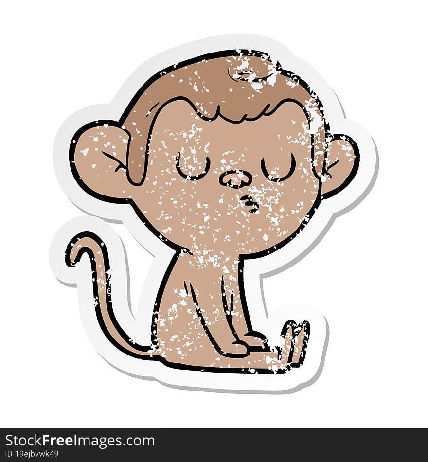 distressed sticker of a cartoon monkey