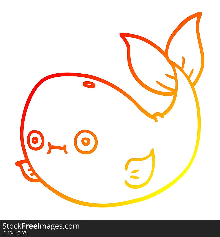 warm gradient line drawing cartoon whale