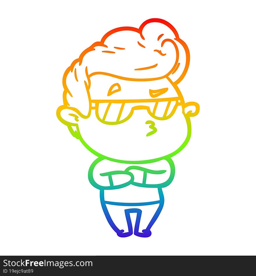 rainbow gradient line drawing cartoon cool guy