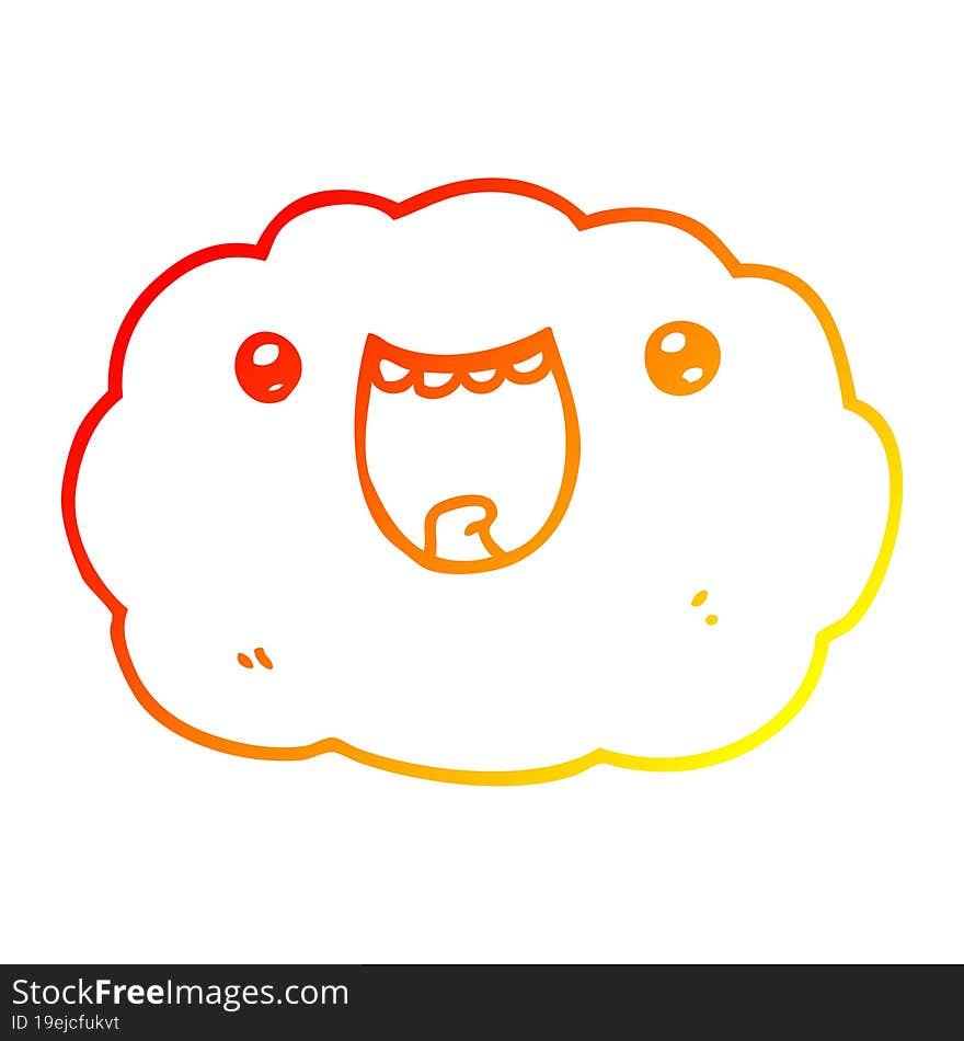 warm gradient line drawing cartoon happy cloud