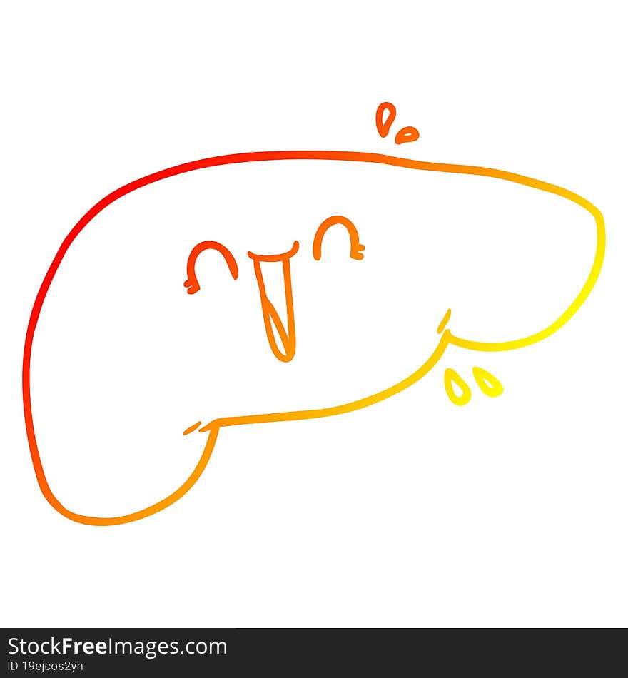 Warm Gradient Line Drawing Cartoon Liver