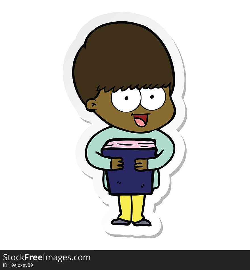 Sticker Of A Happy Cartoon Boy