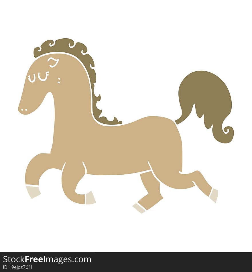 flat color style cartoon horse running