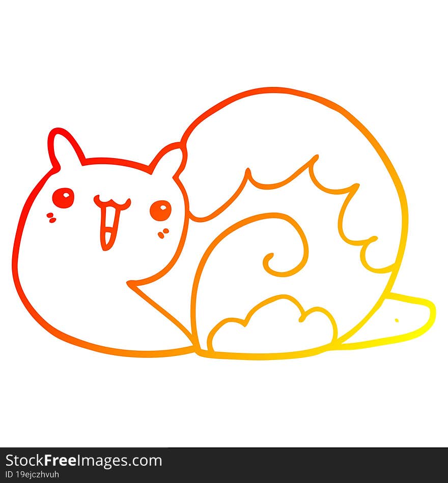 warm gradient line drawing of a cute cartoon snail