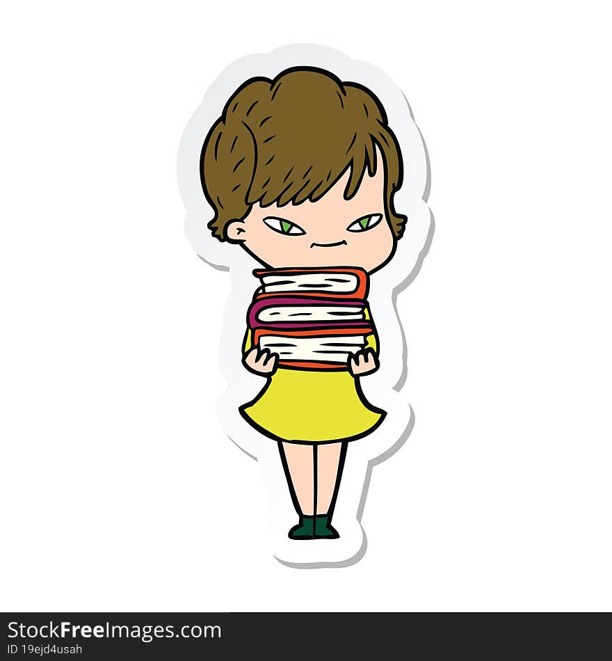 sticker of a cartoon happy woman