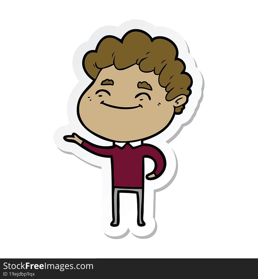 sticker of a cartoon friendly man