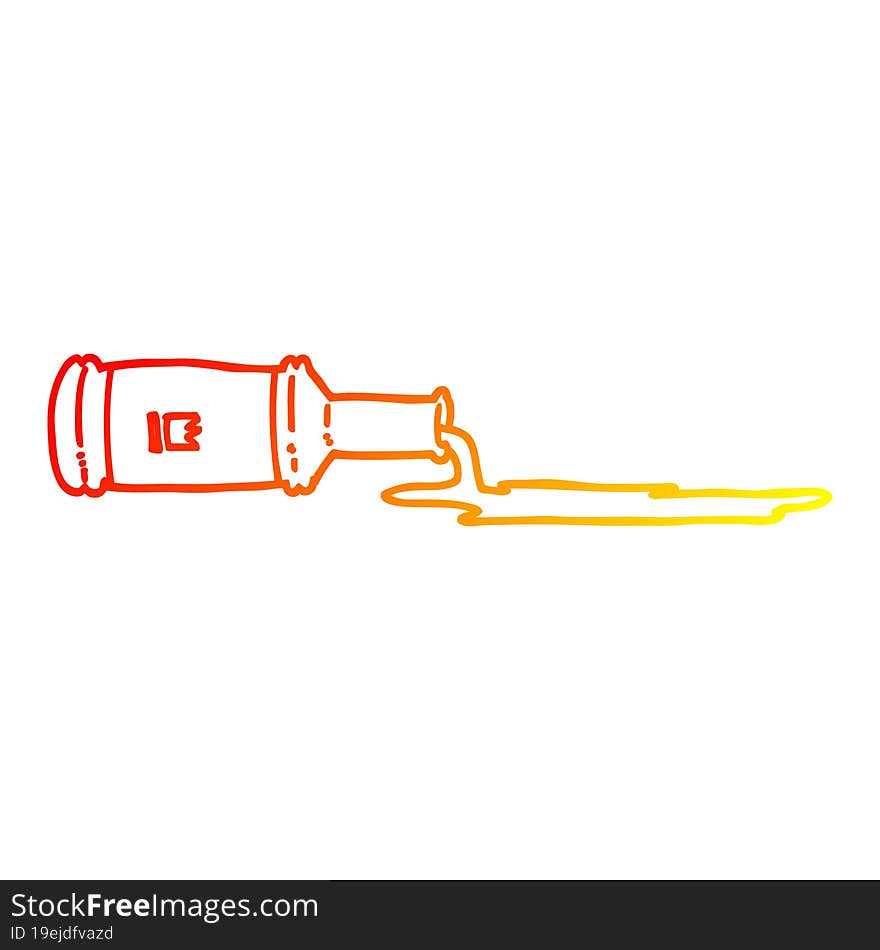 warm gradient line drawing cartoon spilt bottle