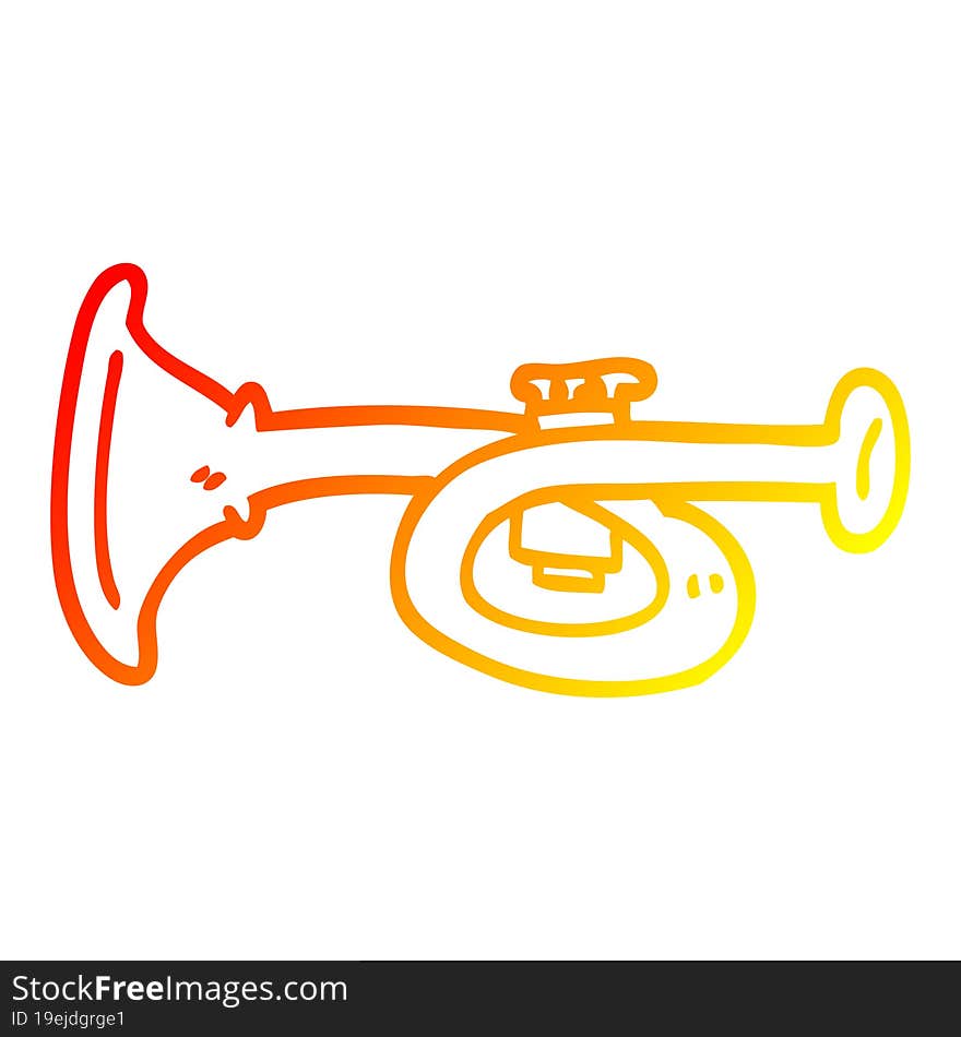 warm gradient line drawing cartoon metal trumpet