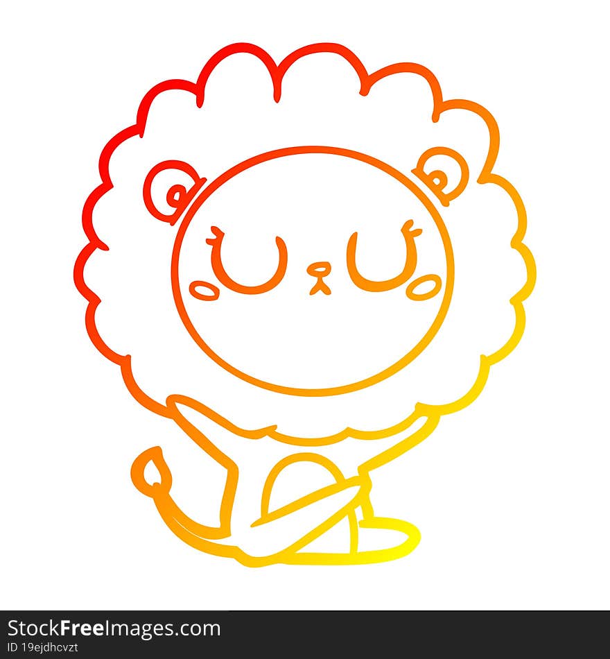 warm gradient line drawing of a cartoon lion