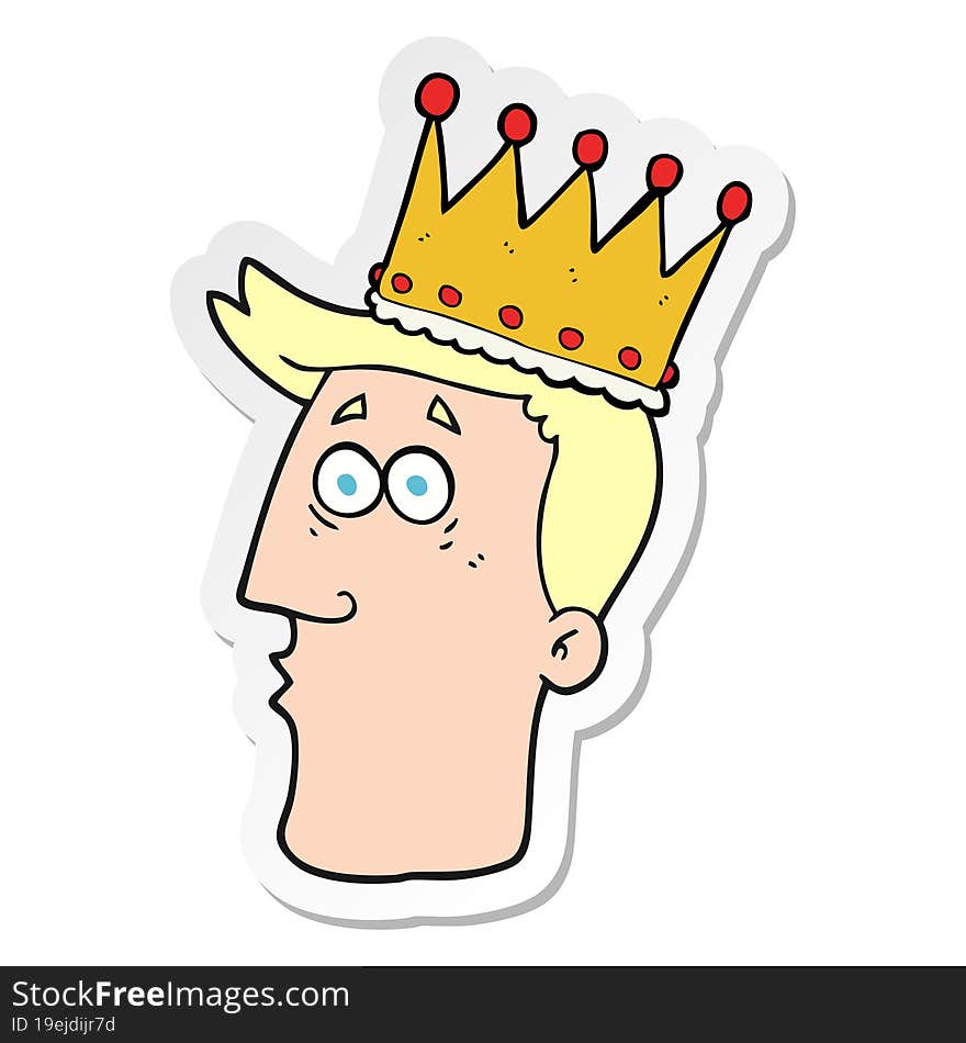 Sticker Of A Cartoon Kings Head