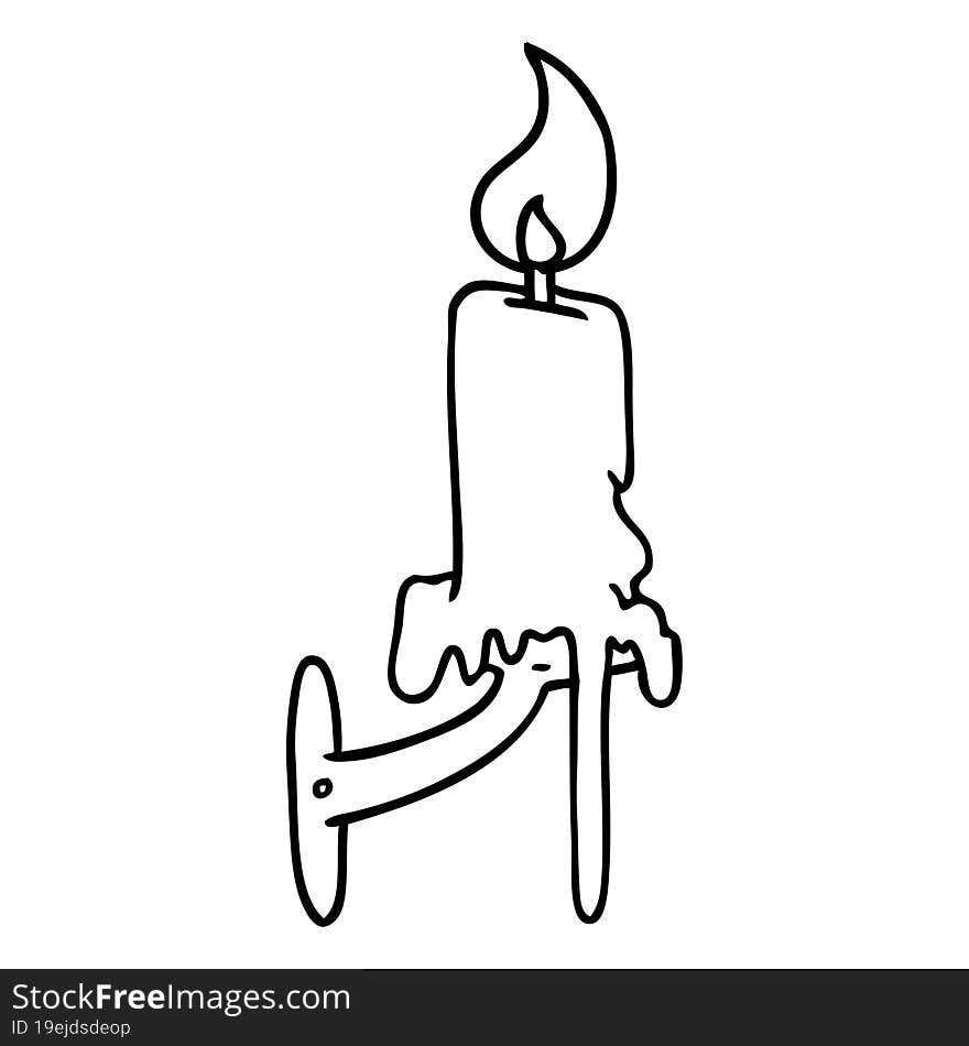 line drawing doodle of a candle stick