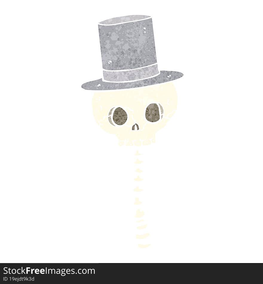 cartoon spooky skull in top hat