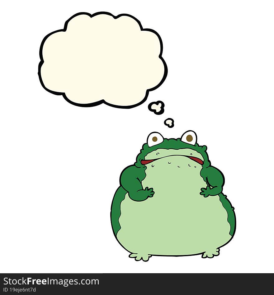 cartoon fat frog with thought bubble