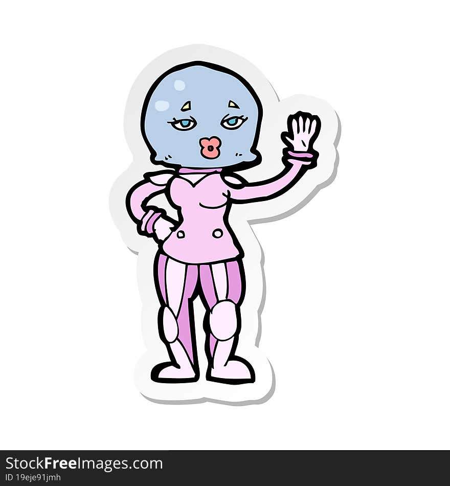 sticker of a cartoon female astronaut