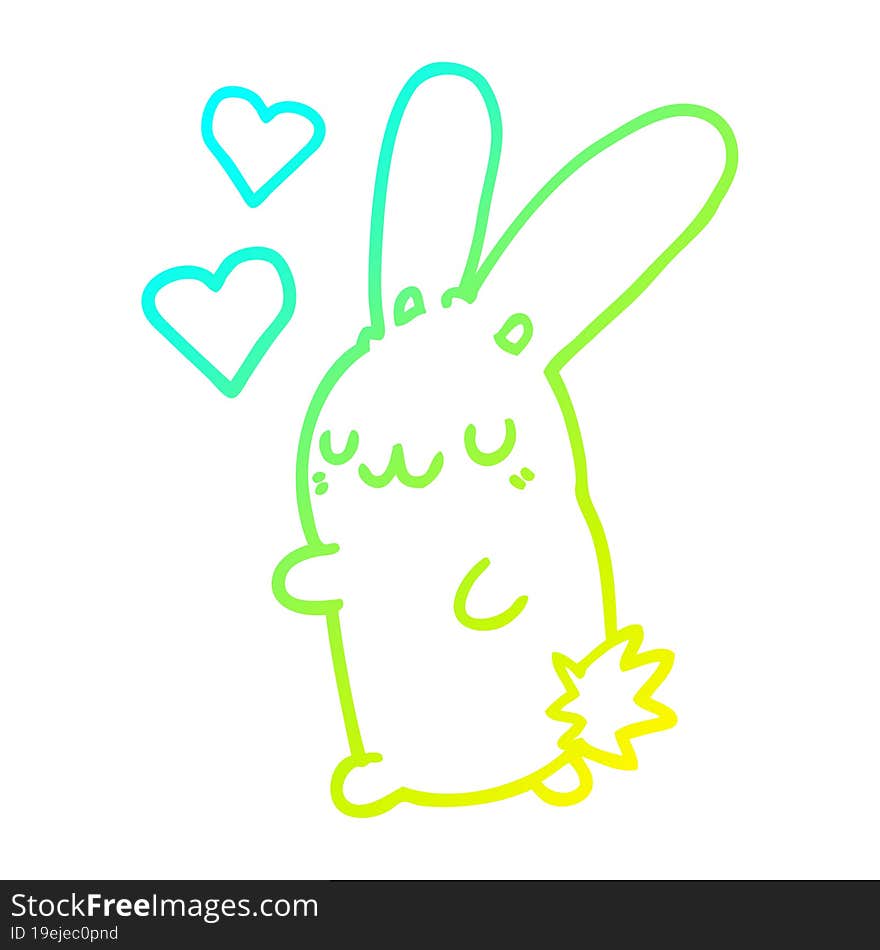 cold gradient line drawing cartoon rabbit in love