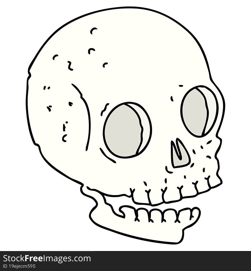 quirky hand drawn cartoon skull