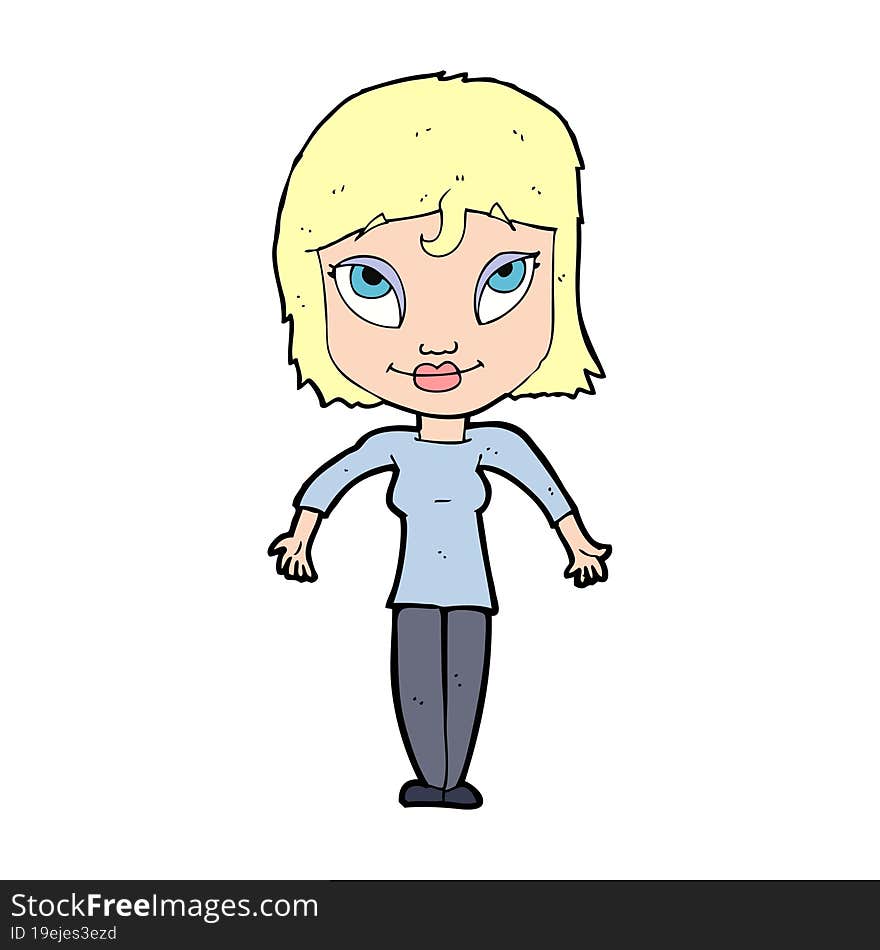 Cartoon Girl Shrugging Shoulders