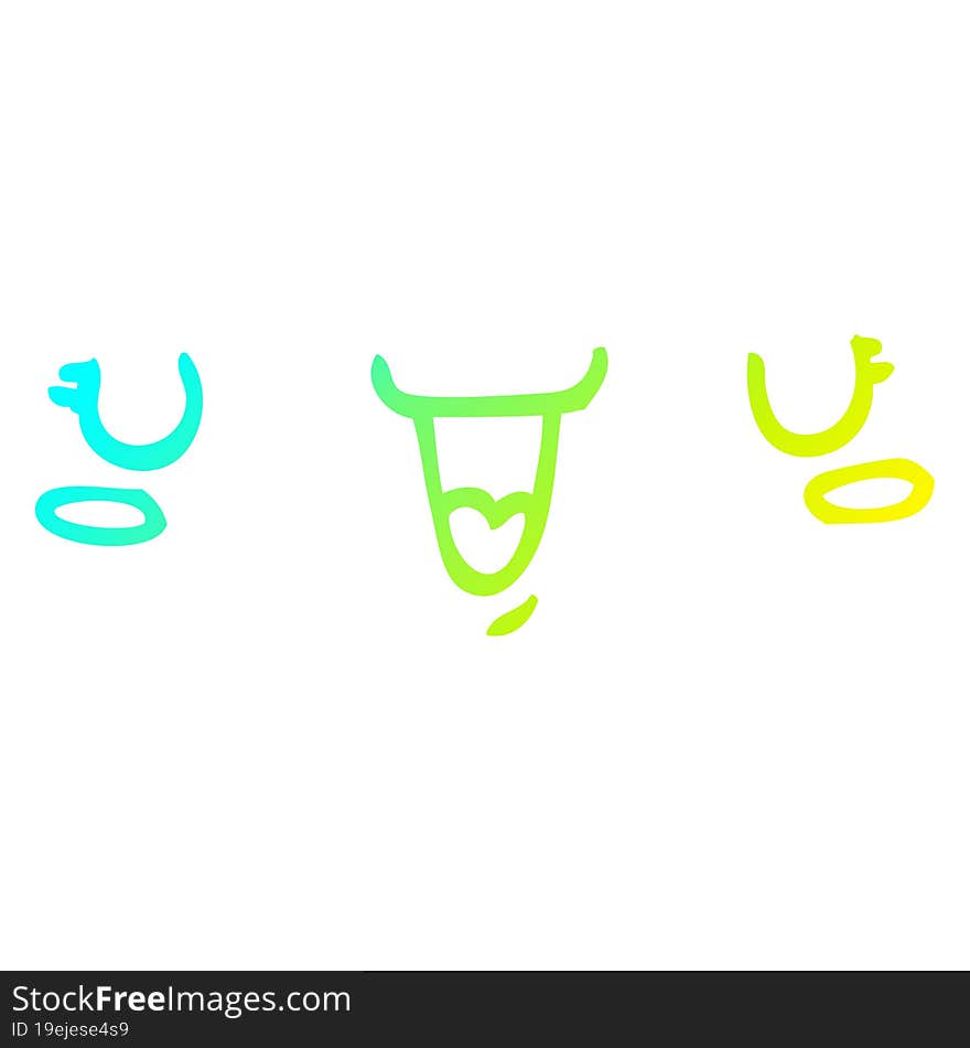 Cold Gradient Line Drawing Cute Happy Face Cartoon