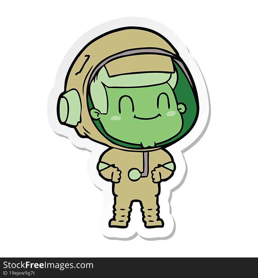 sticker of a happy cartoon astronaut man