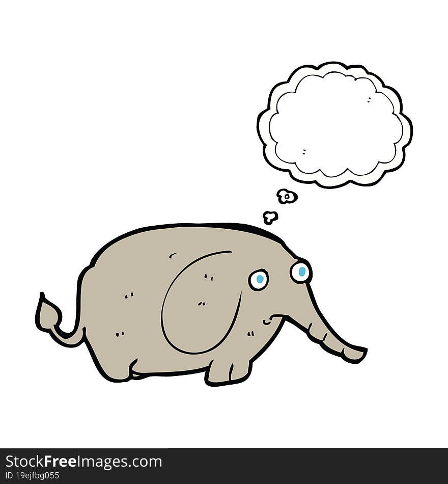 Cartoon Sad Little Elephant With Thought Bubble