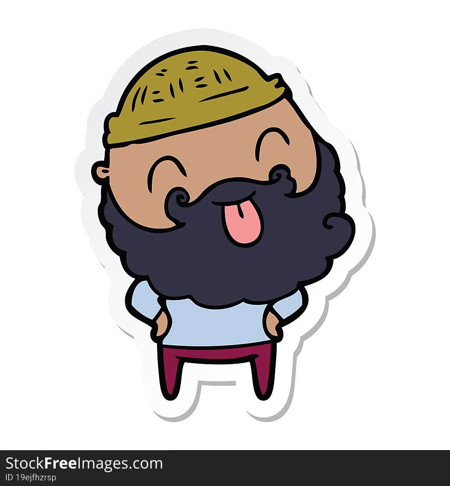 sticker of a man with beard sticking out tongue