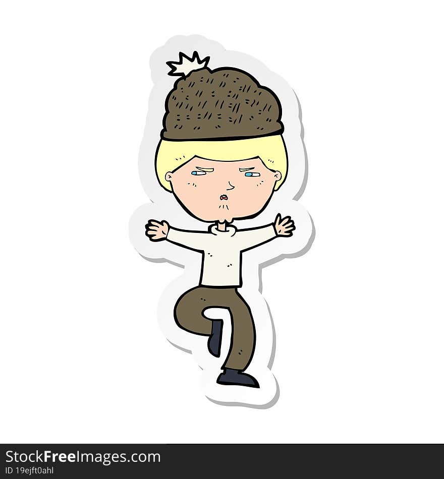 sticker of a cartoon man wearing winter hat