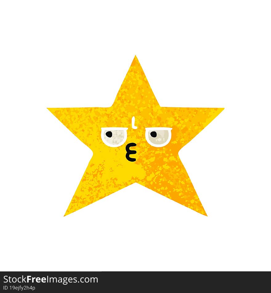 Retro Illustration Style Cartoon Gold Star