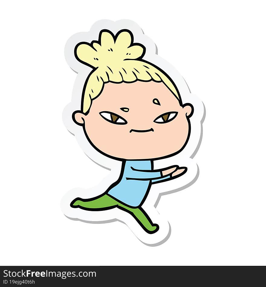 sticker of a cartoon woman