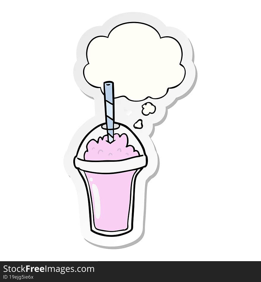 cartoon smoothie and thought bubble as a printed sticker