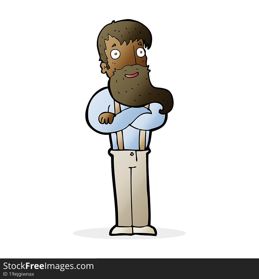 cartoon bearded hipster man