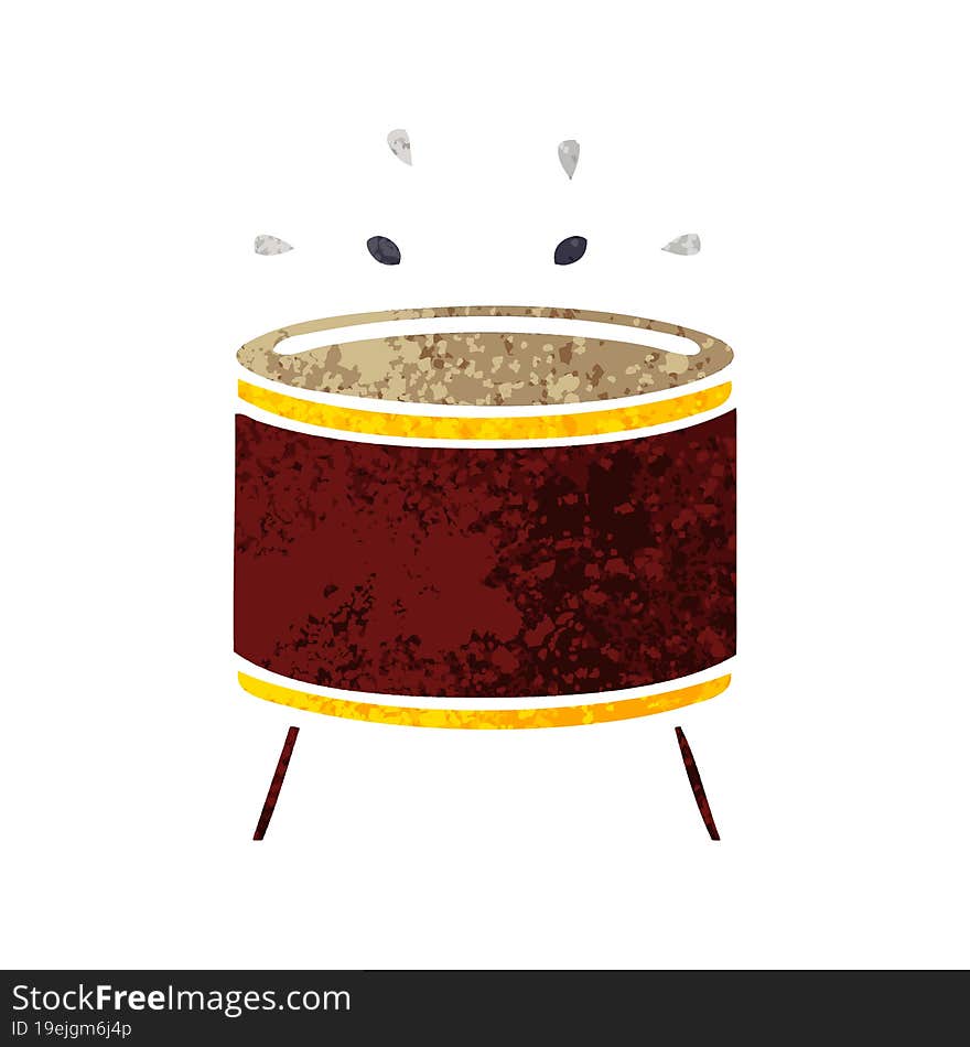 retro illustration style cartoon drum