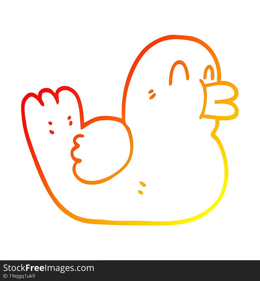 Warm Gradient Line Drawing Cartoon Happy Duck