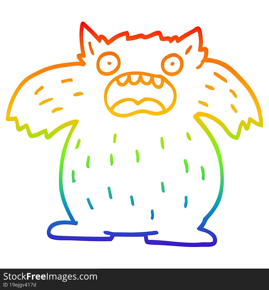 rainbow gradient line drawing cartoon yeti monster