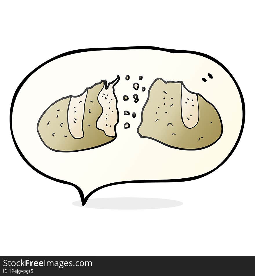 freehand drawn speech bubble cartoon loaf of bread