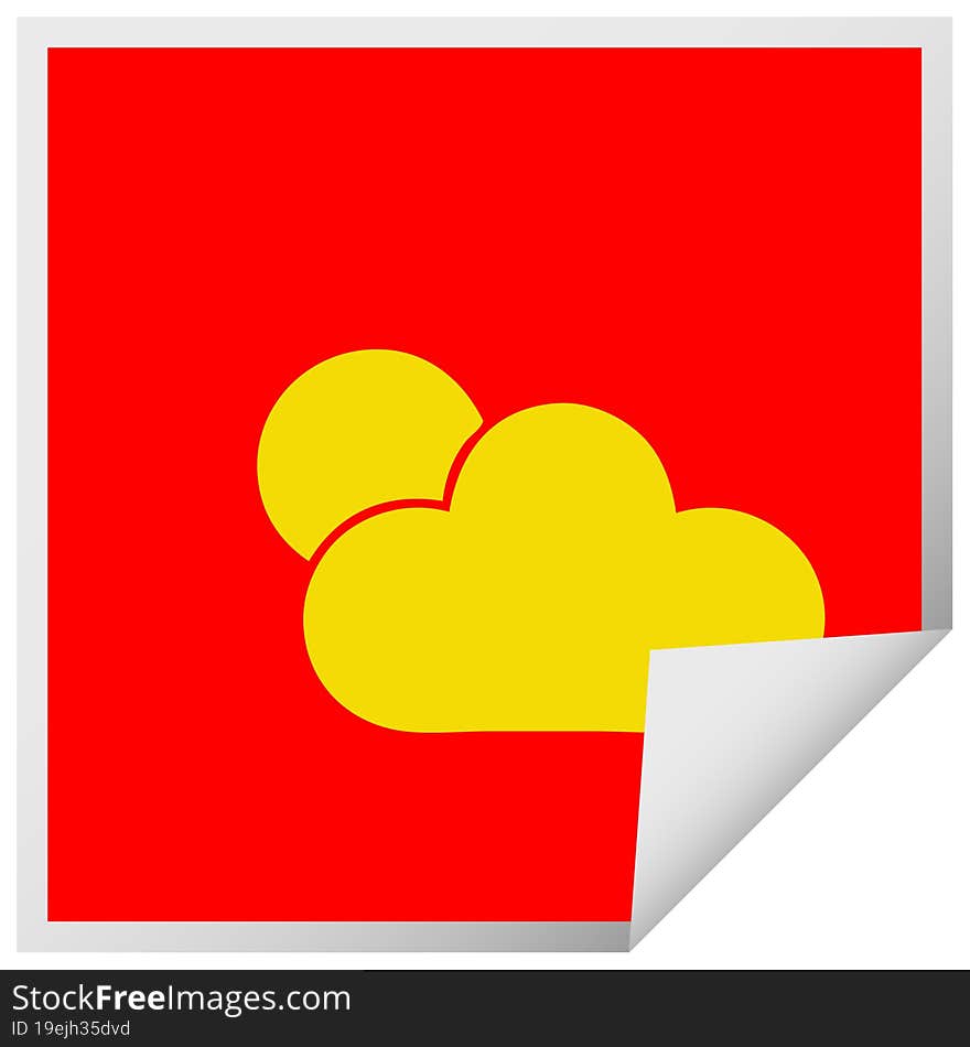 square peeling sticker cartoon sunshine and cloud