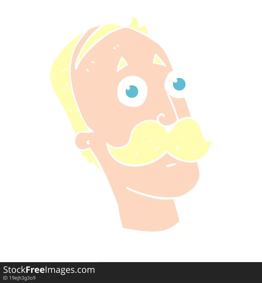 flat color illustration of a cartoon man with mustache