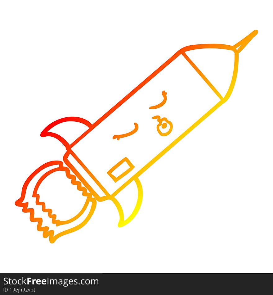 warm gradient line drawing cartoon rocket