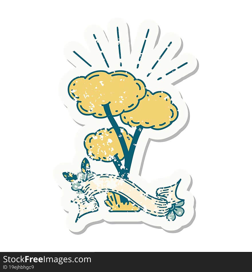 Grunge Sticker Of Tattoo Style Tree