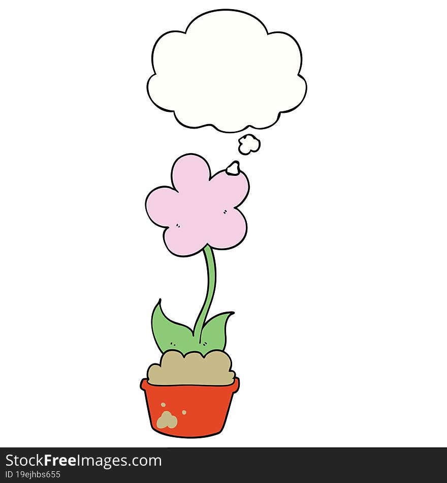 cute cartoon flower with thought bubble. cute cartoon flower with thought bubble