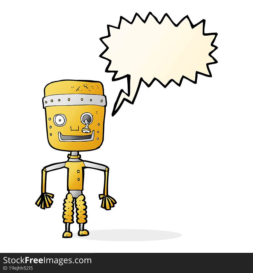 Cartoon Old Robot With Thought Bubble