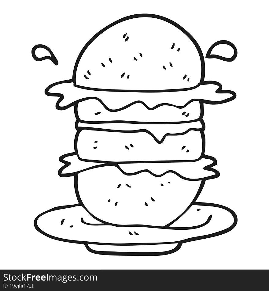 Black And White Cartoon Burger