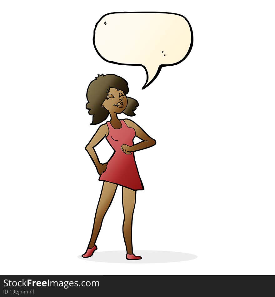 cartoon proud woman with speech bubble