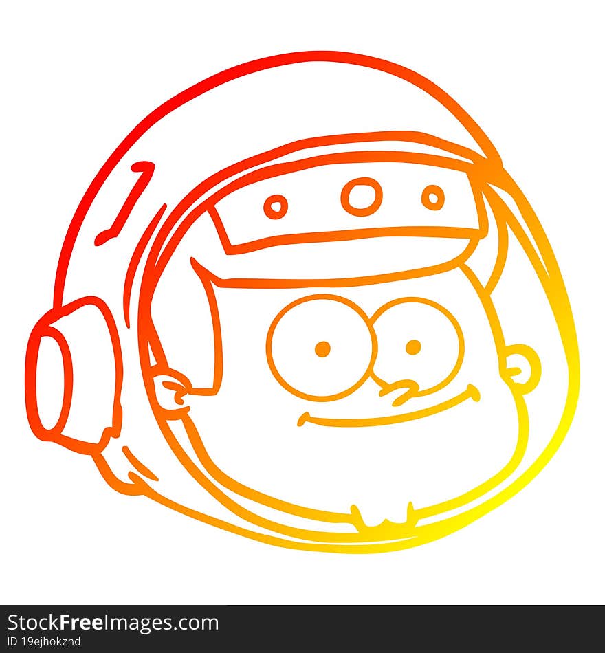 Warm Gradient Line Drawing Cartoon Astronaut Face