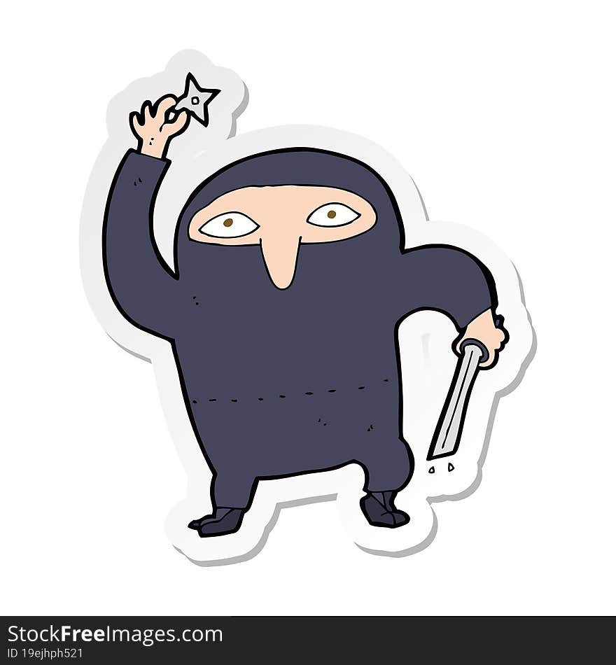 sticker of a cartoon ninja