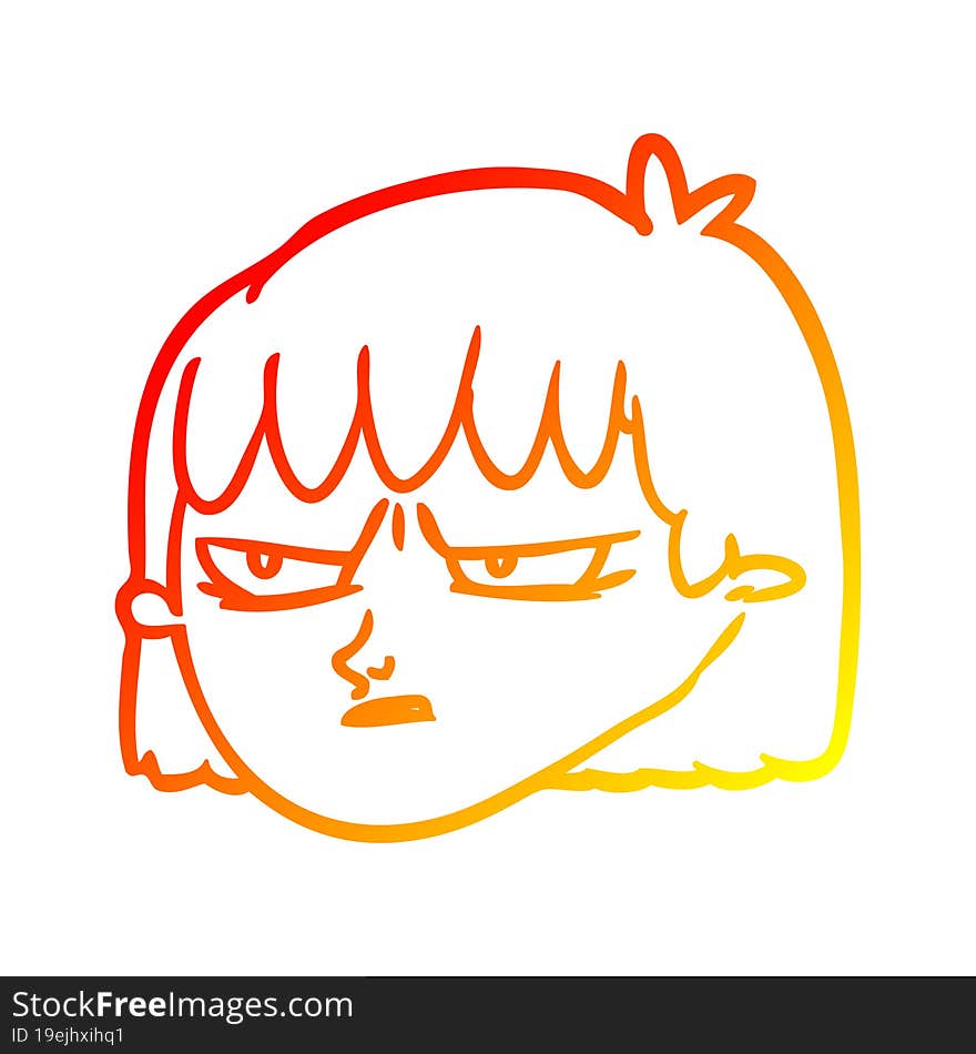 warm gradient line drawing of a angry woman